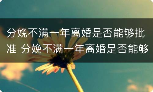 分娩不满一年离婚是否能够批准 分娩不满一年离婚是否能够批准生育