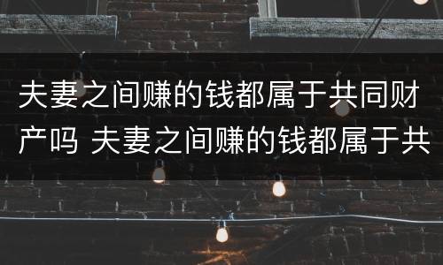 夫妻之间赚的钱都属于共同财产吗 夫妻之间赚的钱都属于共同财产吗对吗