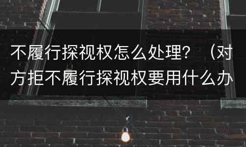 不履行探视权怎么处理？（对方拒不履行探视权要用什么办法）