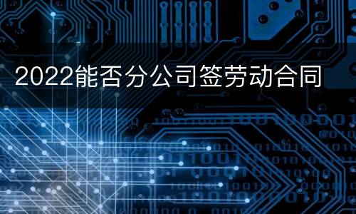 2022能否分公司签劳动合同