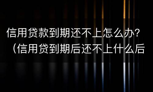 信用贷款到期还不上怎么办？（信用贷到期后还不上什么后果）