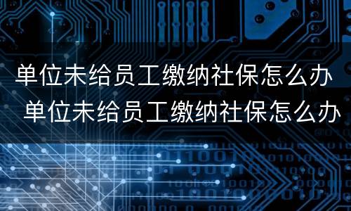 单位未给员工缴纳社保怎么办 单位未给员工缴纳社保怎么办呢