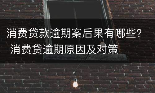 消费贷款逾期案后果有哪些？ 消费贷逾期原因及对策