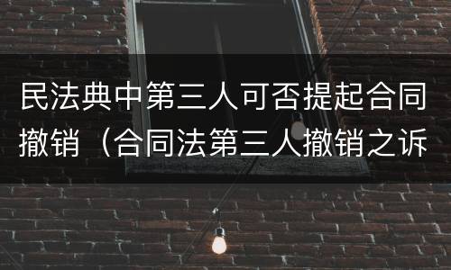 民法典中第三人可否提起合同撤销（合同法第三人撤销之诉）