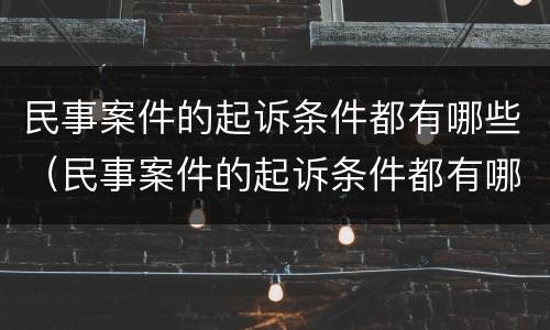 民事案件的起诉条件都有哪些（民事案件的起诉条件都有哪些呢）