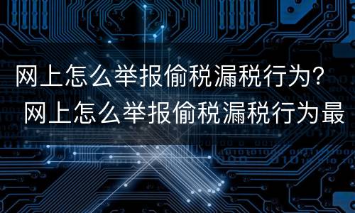 网上怎么举报偷税漏税行为？ 网上怎么举报偷税漏税行为最有效