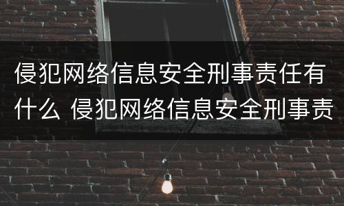 侵犯网络信息安全刑事责任有什么 侵犯网络信息安全刑事责任有什么影响