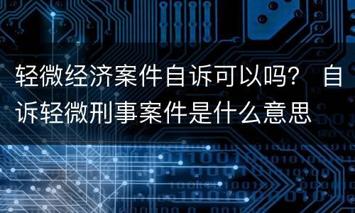 轻微经济案件自诉可以吗？ 自诉轻微刑事案件是什么意思