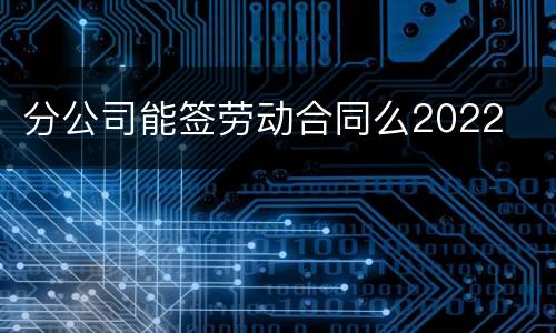 分公司能签劳动合同么2022