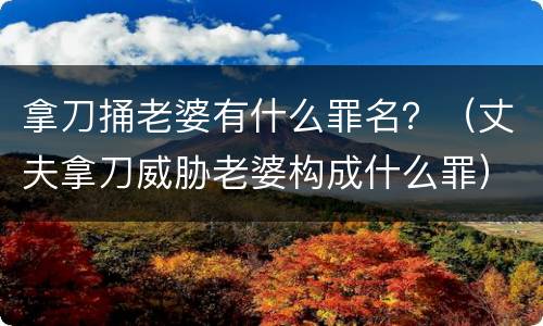 拿刀捅老婆有什么罪名？（丈夫拿刀威胁老婆构成什么罪）
