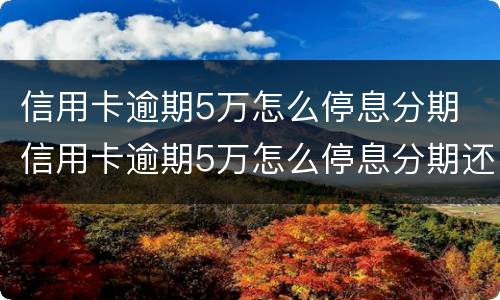 信用卡逾期5万怎么停息分期 信用卡逾期5万怎么停息分期还款