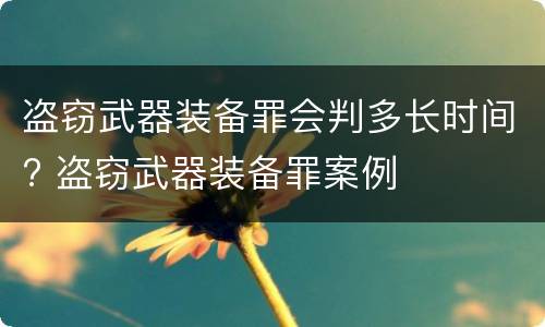 盗窃武器装备罪会判多长时间? 盗窃武器装备罪案例