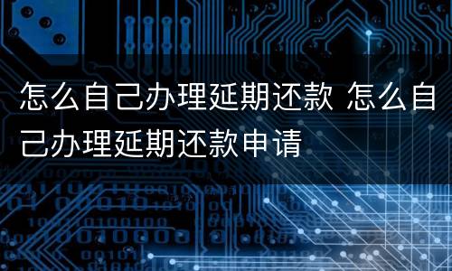 怎么自己办理延期还款 怎么自己办理延期还款申请