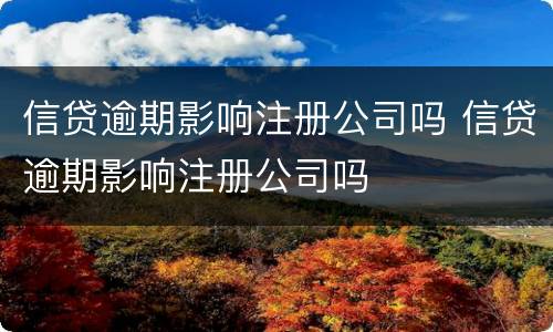 信贷逾期影响注册公司吗 信贷逾期影响注册公司吗