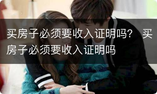 买房子必须要收入证明吗？ 买房子必须要收入证明吗