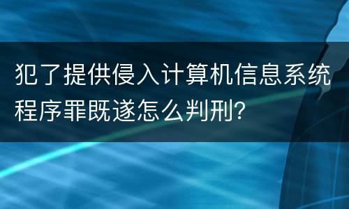犯了提供侵入计算机信息系统程序罪既遂怎么判刑？