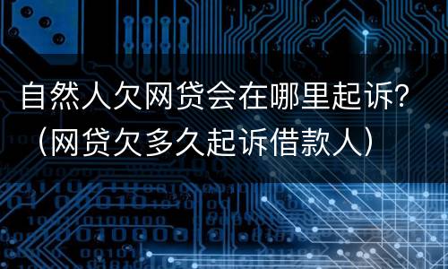 自然人欠网贷会在哪里起诉？（网贷欠多久起诉借款人）