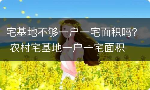 宅基地不够一户一宅面积吗？ 农村宅基地一户一宅面积