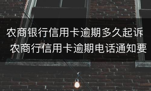 农商银行信用卡逾期多久起诉 农商行信用卡逾期电话通知要被起诉