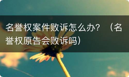 名誉权案件败诉怎么办？（名誉权原告会败诉吗）
