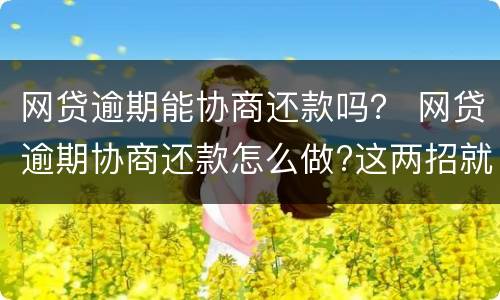 网贷逾期能协商还款吗？ 网贷逾期协商还款怎么做?这两招就够了