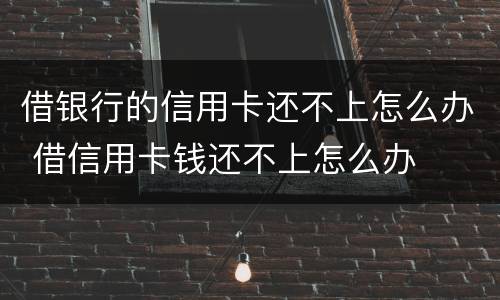 借银行的信用卡还不上怎么办 借信用卡钱还不上怎么办