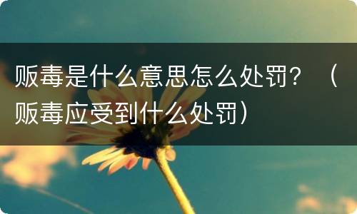 贩毒是什么意思怎么处罚？（贩毒应受到什么处罚）