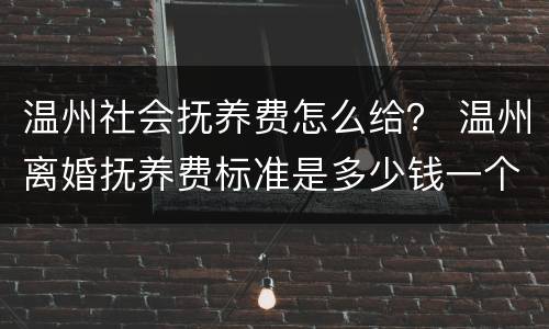 温州社会抚养费怎么给？ 温州离婚抚养费标准是多少钱一个月