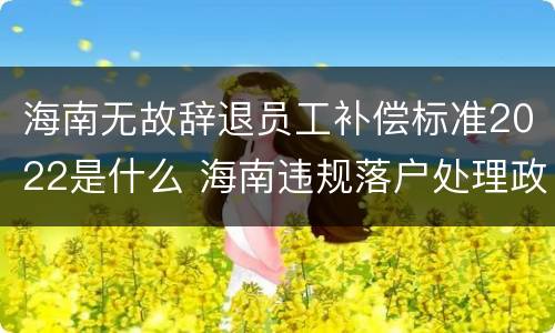 海南无故辞退员工补偿标准2022是什么 海南违规落户处理政策