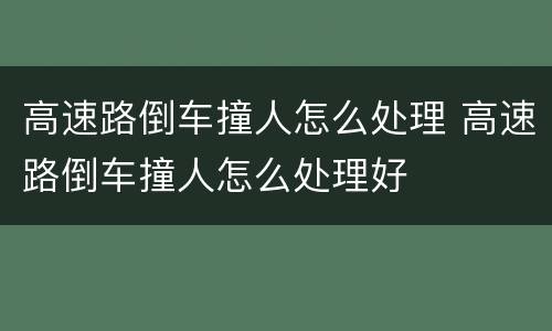 高速路倒车撞人怎么处理 高速路倒车撞人怎么处理好