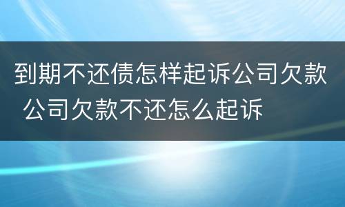 到期不还债怎样起诉公司欠款 公司欠款不还怎么起诉
