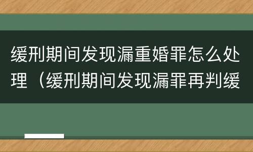 缓刑期间发现漏重婚罪怎么处理（缓刑期间发现漏罪再判缓刑案例）