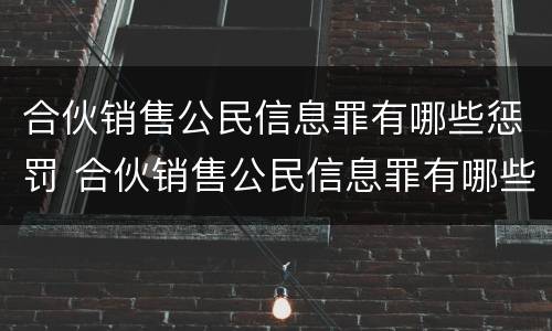 合伙销售公民信息罪有哪些惩罚 合伙销售公民信息罪有哪些惩罚措施