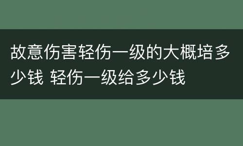 故意伤害轻伤一级的大概培多少钱 轻伤一级给多少钱