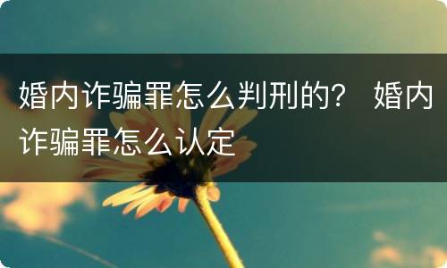 婚内诈骗罪怎么判刑的？ 婚内诈骗罪怎么认定