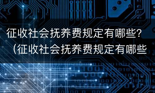 征收社会抚养费规定有哪些？（征收社会抚养费规定有哪些条款）