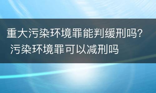 重大污染环境罪能判缓刑吗？ 污染环境罪可以减刑吗
