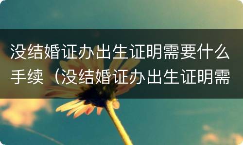 没结婚证办出生证明需要什么手续（没结婚证办出生证明需要什么手续吗）