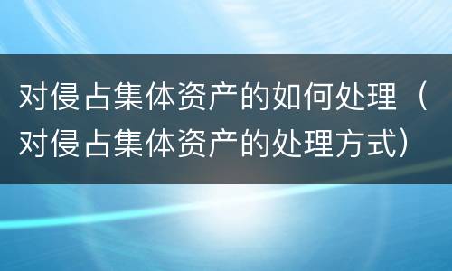 对侵占集体资产的如何处理（对侵占集体资产的处理方式）