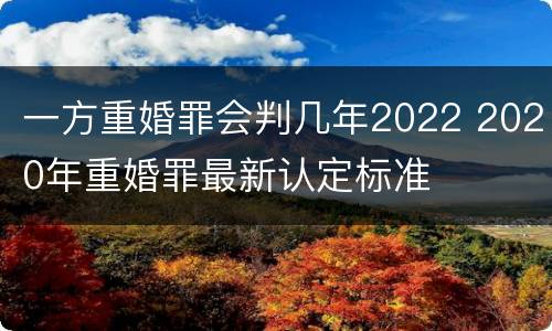 一方重婚罪会判几年2022 2020年重婚罪最新认定标准