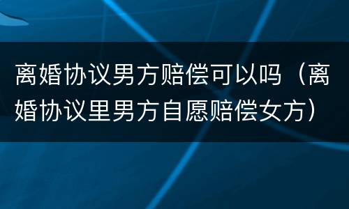 离婚协议男方赔偿可以吗（离婚协议里男方自愿赔偿女方）