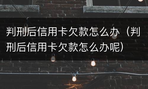 判刑后信用卡欠款怎么办（判刑后信用卡欠款怎么办呢）