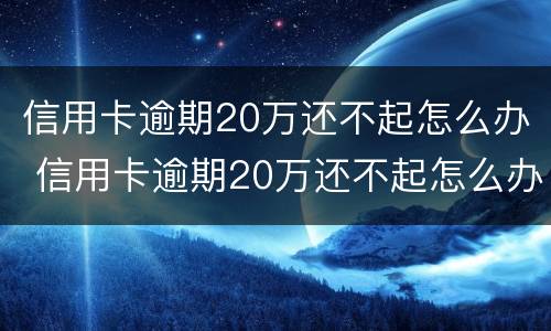 信用卡逾期20万还不起怎么办 信用卡逾期20万还不起怎么办呀