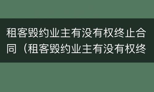 租客毁约业主有没有权终止合同（租客毁约业主有没有权终止合同赔偿）