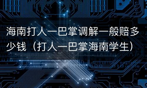 海南打人一巴掌调解一般赔多少钱（打人一巴掌海南学生）