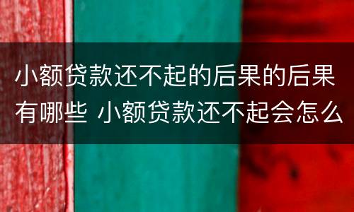 小额贷款还不起的后果的后果有哪些 小额贷款还不起会怎么样