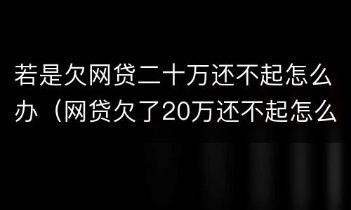 若是欠网贷二十万还不起怎么办（网贷欠了20万还不起怎么办）