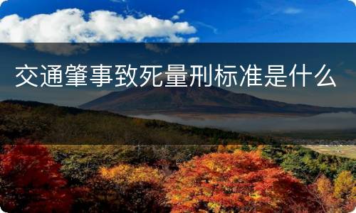 交通肇事致死量刑标准是什么