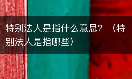 特别法人是指什么意思？（特别法人是指哪些）