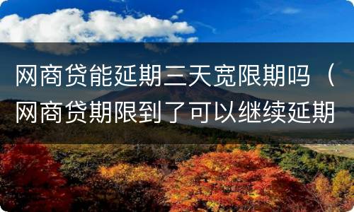 网商贷能延期三天宽限期吗（网商贷期限到了可以继续延期吗）